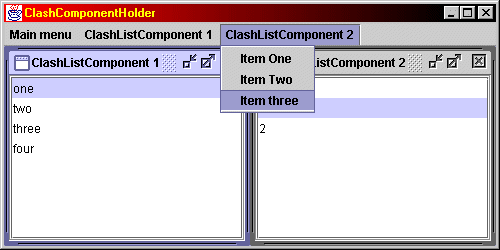 Bare ClashComponent Holder with two sample ClashListComponents